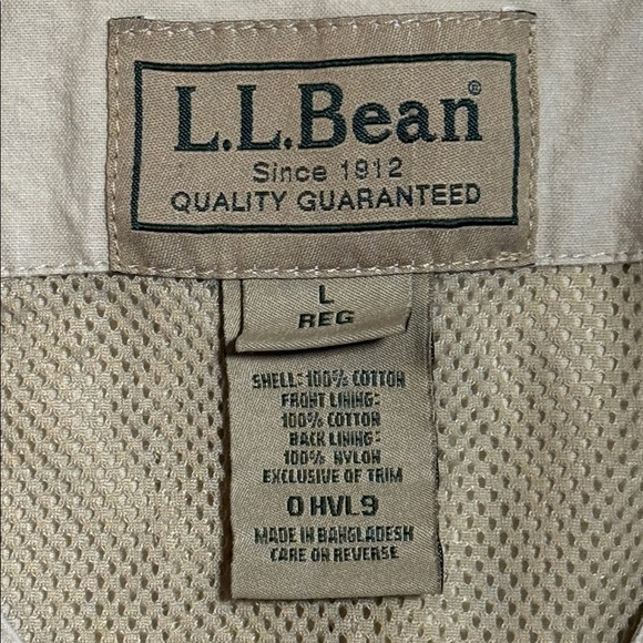 LL Bean Tan Fishing Utility Vest SZ Large - Picture 2 of 3